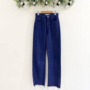 Zara Women’s Wide Leg High Waisted Colored Jeans Blue Size US 0 K2014